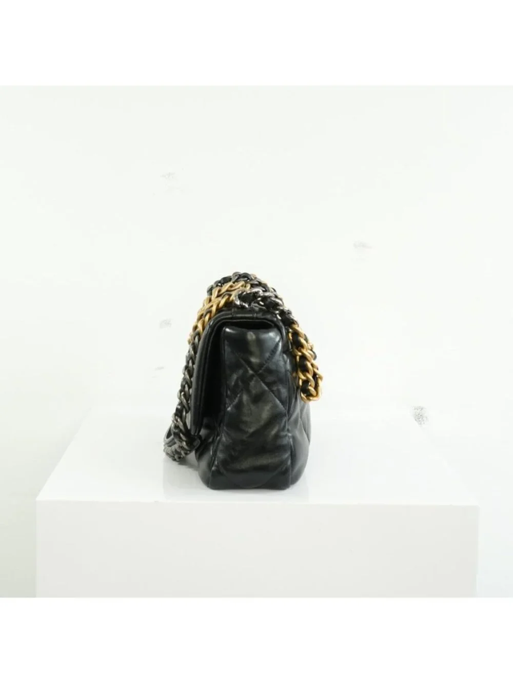 Chanel 19 Black Lambskin Medium Flap Bag Ful Set